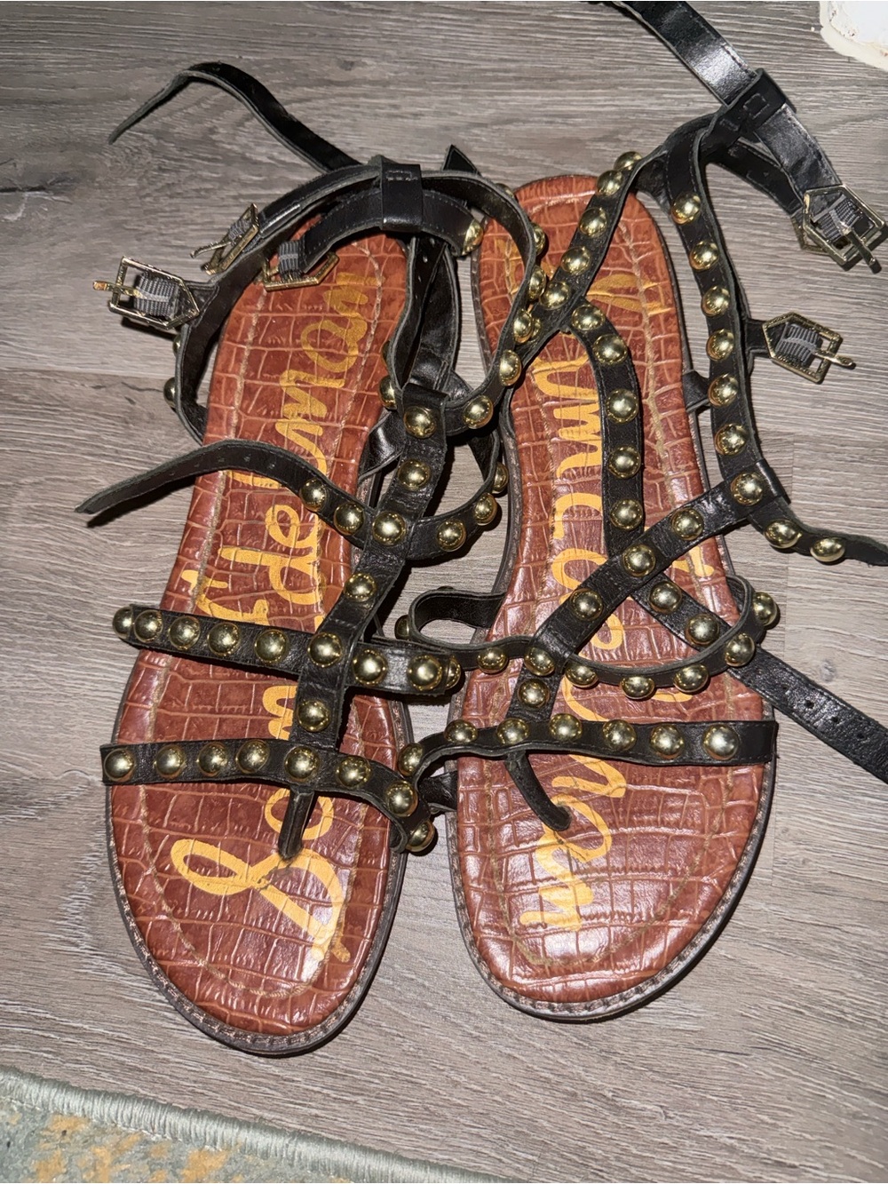 Sam Edelman Black Studded Gladiator Sandals